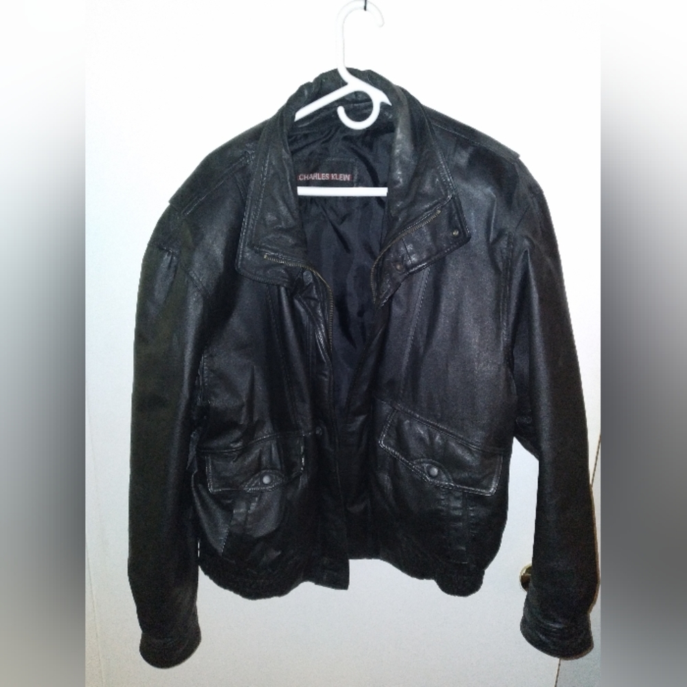 Charles Klein black leather jacket